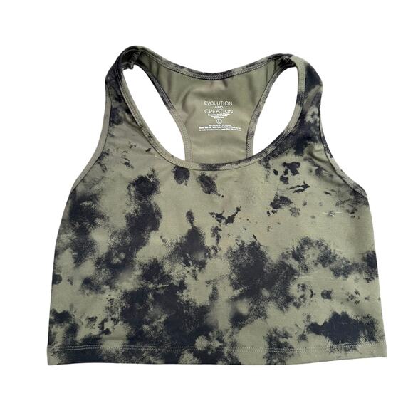 Evolution and Creation Watercolor Cropped Tank Top in Green/Black, Size L - Picture 1 of 3
